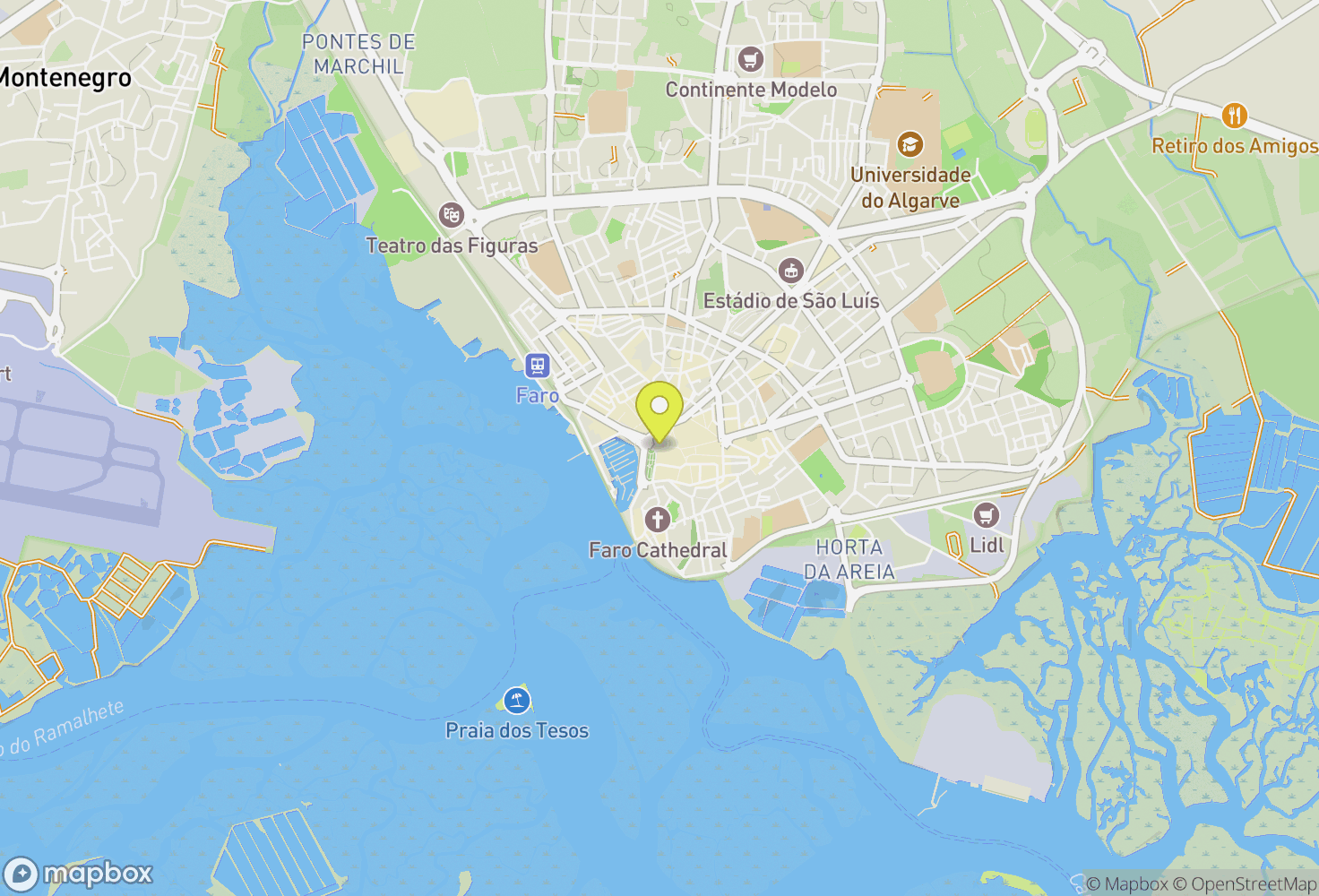 Map of Faro, Portugal