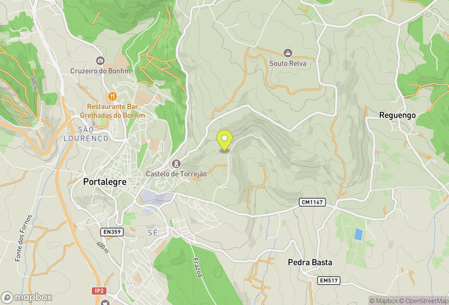 Map of Portalegre, Portugal