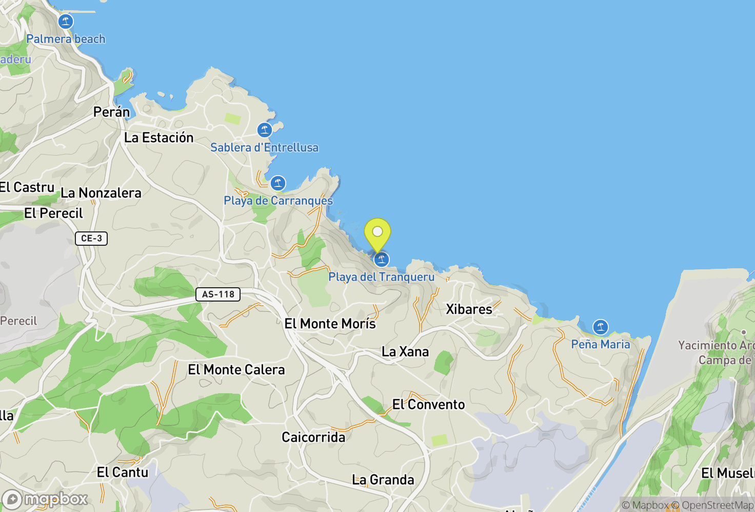 Map of Playa del Tranqueru