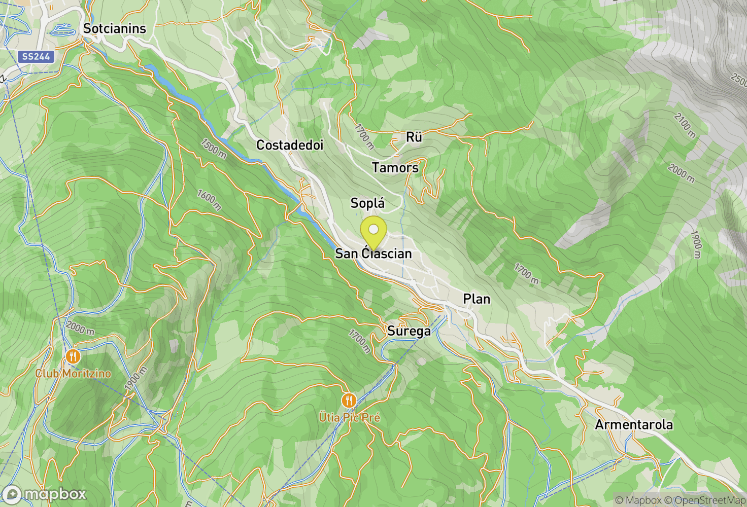 Map of San Ćiascian - St. Kassian - San Cassiano