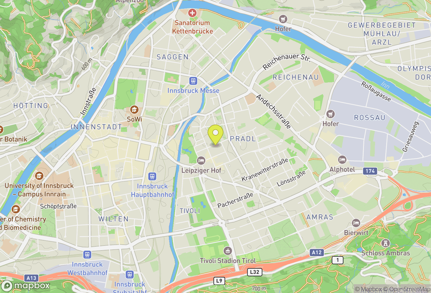 Map of Innsbruck, Austria