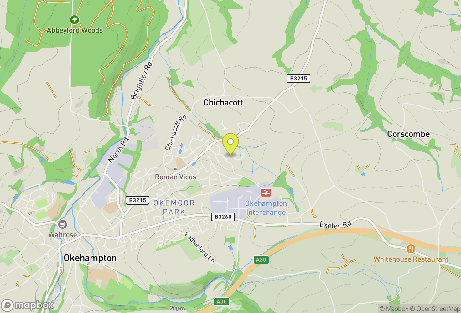 Map of Okehampton, United Kingdom
